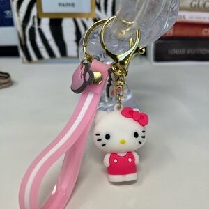 Hello Kitty Pink and White Keychain with Wrist Strap